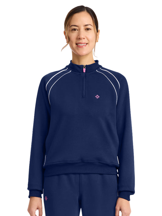 Women's 2-Pocket Scuba Half-Zip Jacket - 328 - Navy