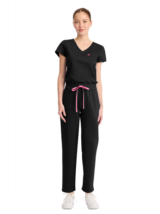 Women's 5-Pocket V-Neck Jumpsuit - 550 - Black