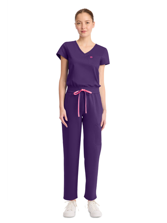 Women's 5-Pocket V-Neck Jumpsuit - 550 - Galactic Purple