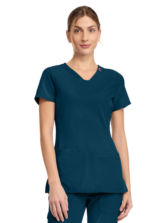 Women's 3-Pocket V-Neck Top - 702 - Caribbean