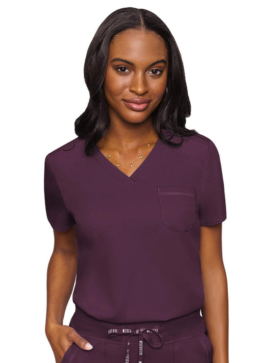 Women's 1-Pocket V-Neck Top - 7448 - Wine
