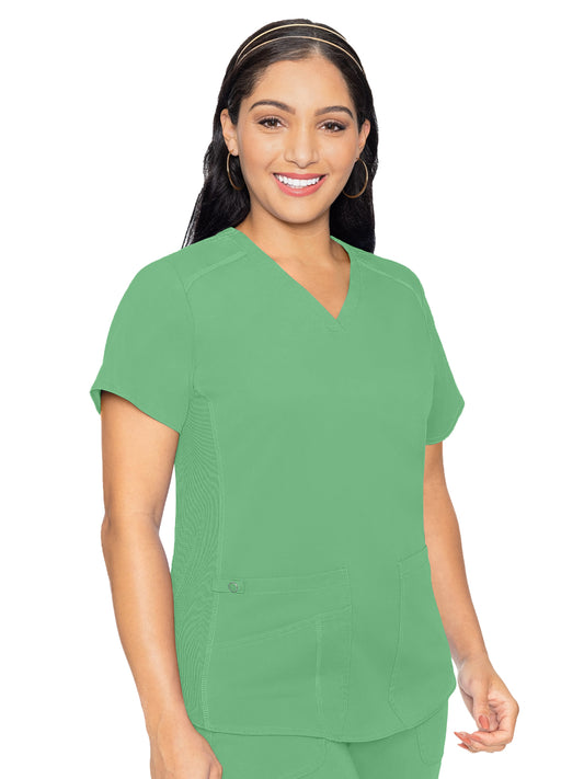 Women's 4-Pocket V-Neck Shirttail Top