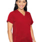 Women's 4-Pocket V-Neck Shirttail Top - 7459 - Red