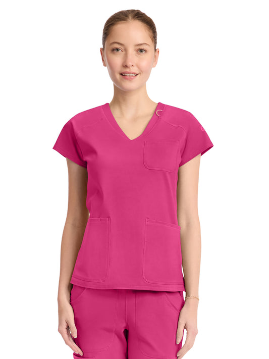 Women's 3-Pocket V-Neck Top - 752 - Pink Power