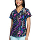 Women's 2-Pocket V-Neck Print Scrub Top