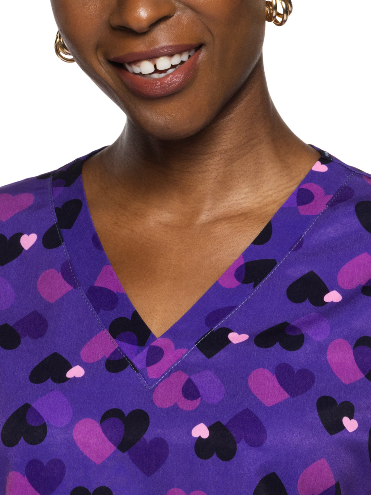 Women's 2-Pocket V-Neck Print Scrub Top