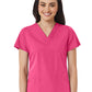 Women's V-Neck Two Pocket Top - 1716 - Candy Pink
