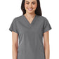 Women's V-Neck Two Pocket Top - 1716 - Pewter