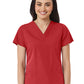 Women's V-Neck Two Pocket Top - 1716 - Red