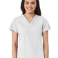 Women's V-Neck Two Pocket Top - 1716 - White