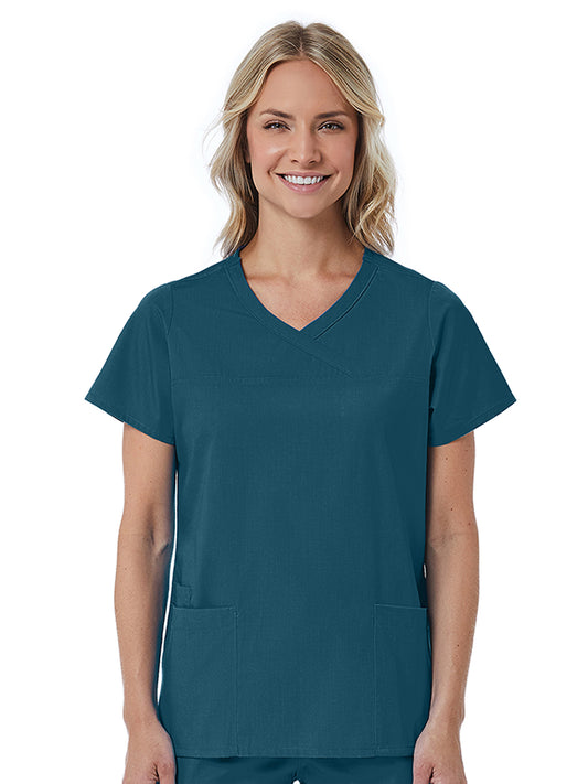 Women's Three-Pocket Curved Mock Wrap Top