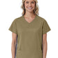 Women's Three-Pocket Curved Mock Wrap Top - 1726 - Khaki