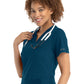 Women's Three-Pocket V-Neck Tuck In Top - 20301 - Caribbean Blue