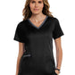 Women's Three-Pocket Heather Neck Band Top - 3502 - Black