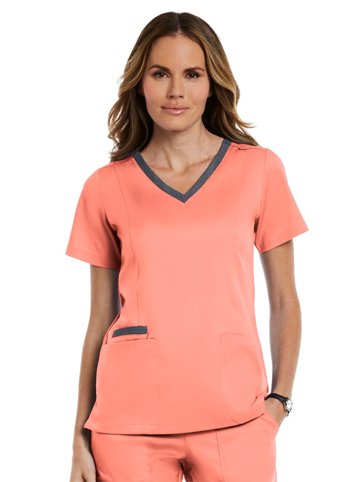 Women's Three-Pocket Heather Neck Band Top