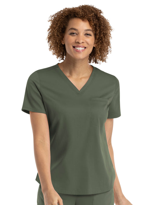 Women's One-Pocket V-Neck Tuck-In Top