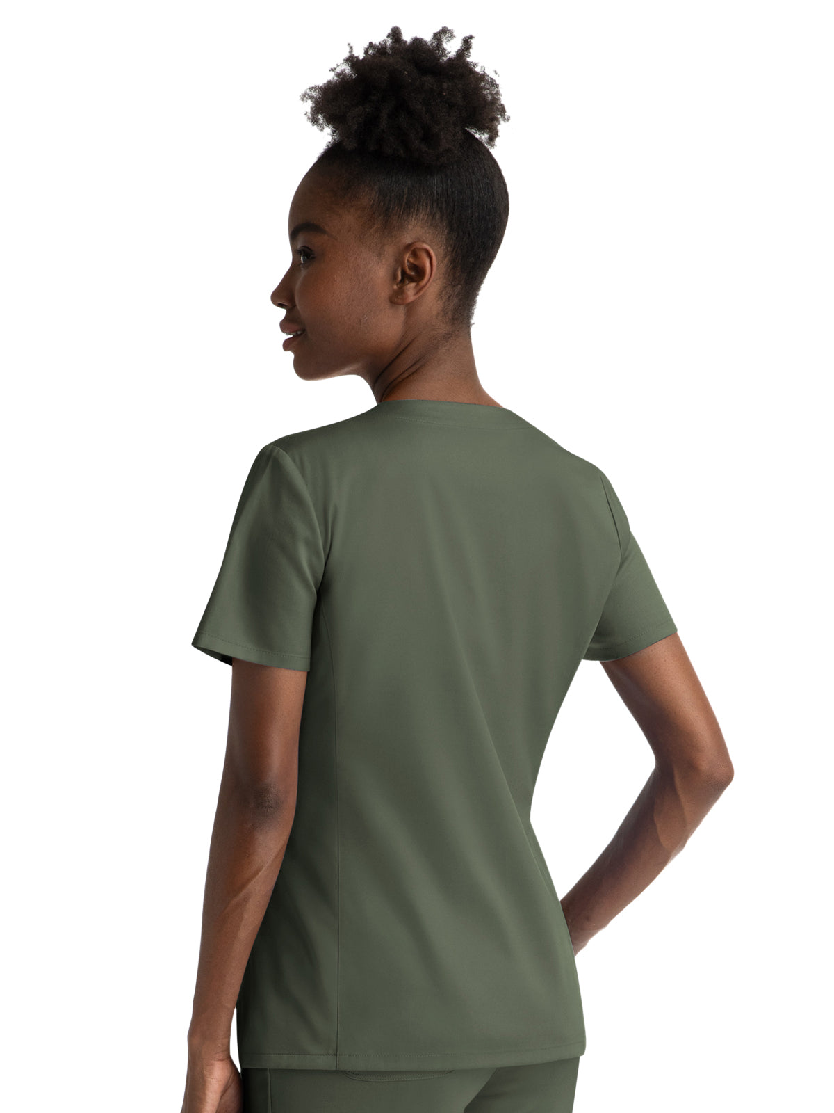 Women's Three-Pocket Notched Crew Neck Top