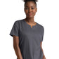 Women's Three-Pocket Notched Crew Neck Top