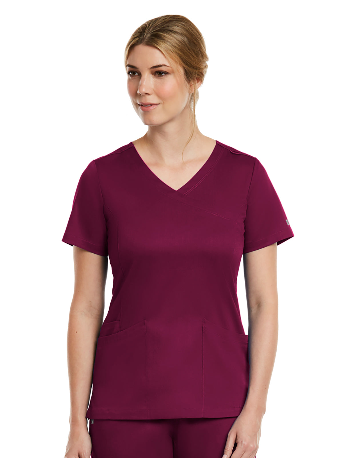 Women's Three-Pocket Curved Mock Wrap Top