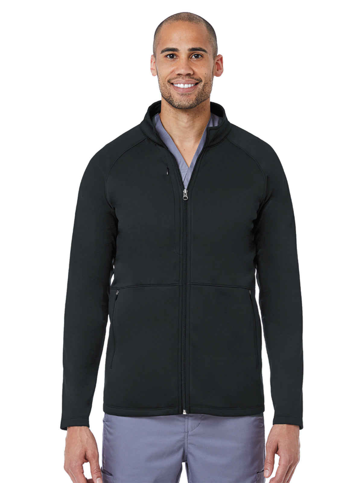 Men's Three-Pocket Bonded Fleece Jacket - 3814 - Black