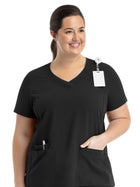 Women's Layered Three-Pocket V-Neck Top - 3901 - Black