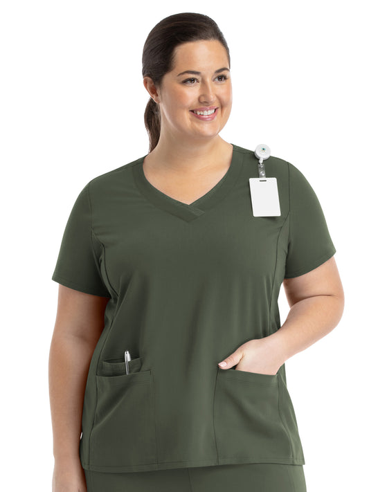 Women's Layered Three-Pocket V-Neck Scrub Top