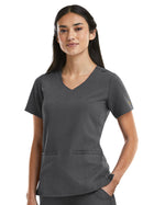 Women's Two-Pocket Curved V-Neck Top - 3903 - Heather Grey