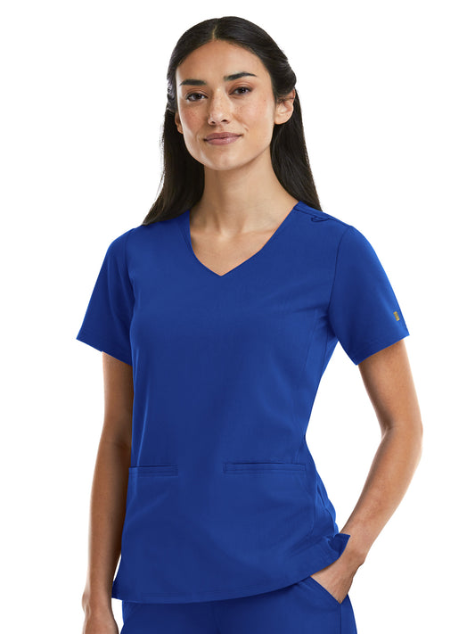 Women's Two-Pocket Curved V-Neck Top