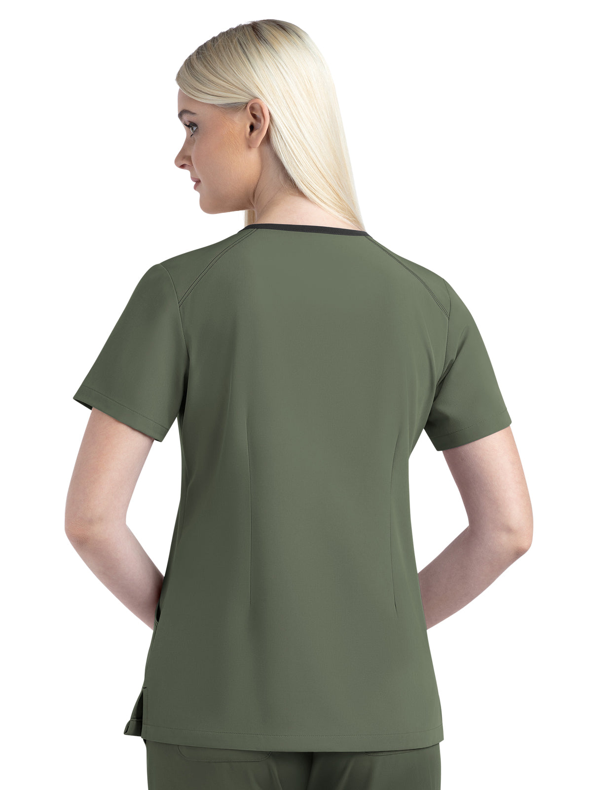 Women's Three-Pocket Contrast Stitching V-Neck Top