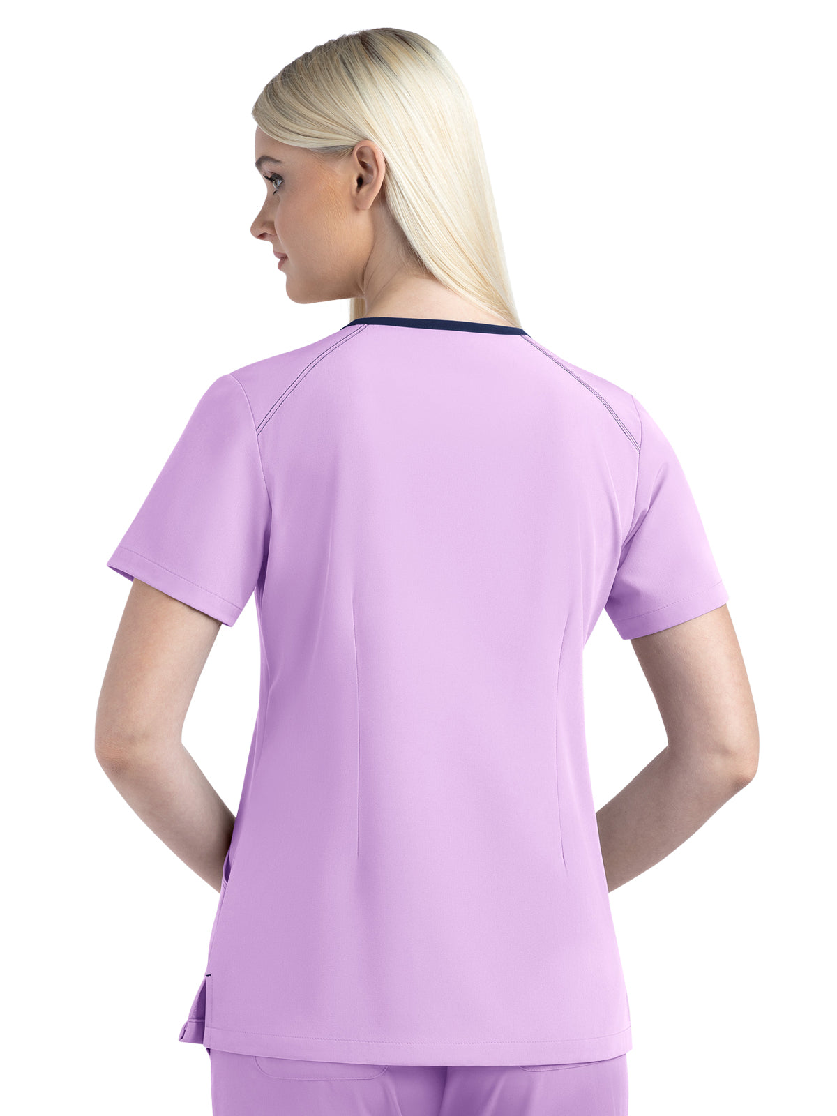 Women's Three-Pocket Contrast Stitching V-Neck Top