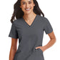 Women's Three-Pocket Contrast Stitching V-Neck Top