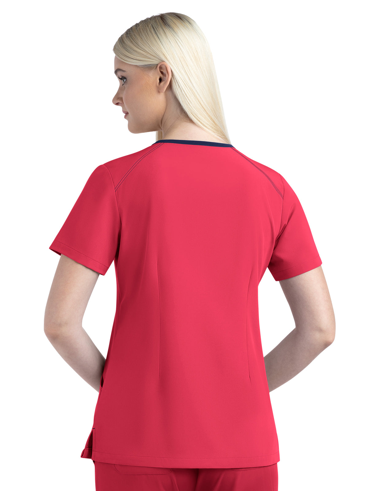 Women's Three-Pocket Contrast Stitching V-Neck Top