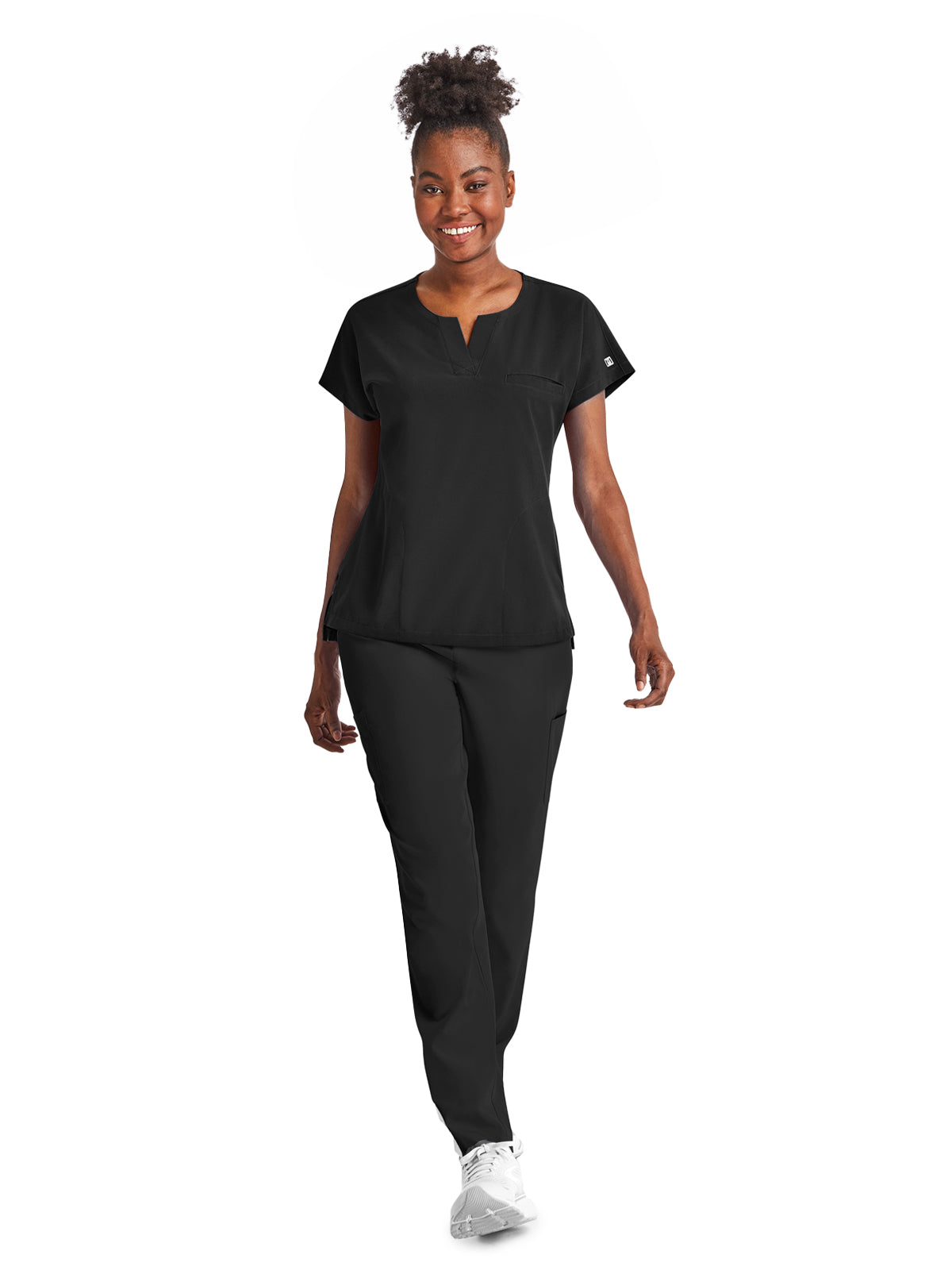 Women's Three-Pocket Notched Neck Dolman Top