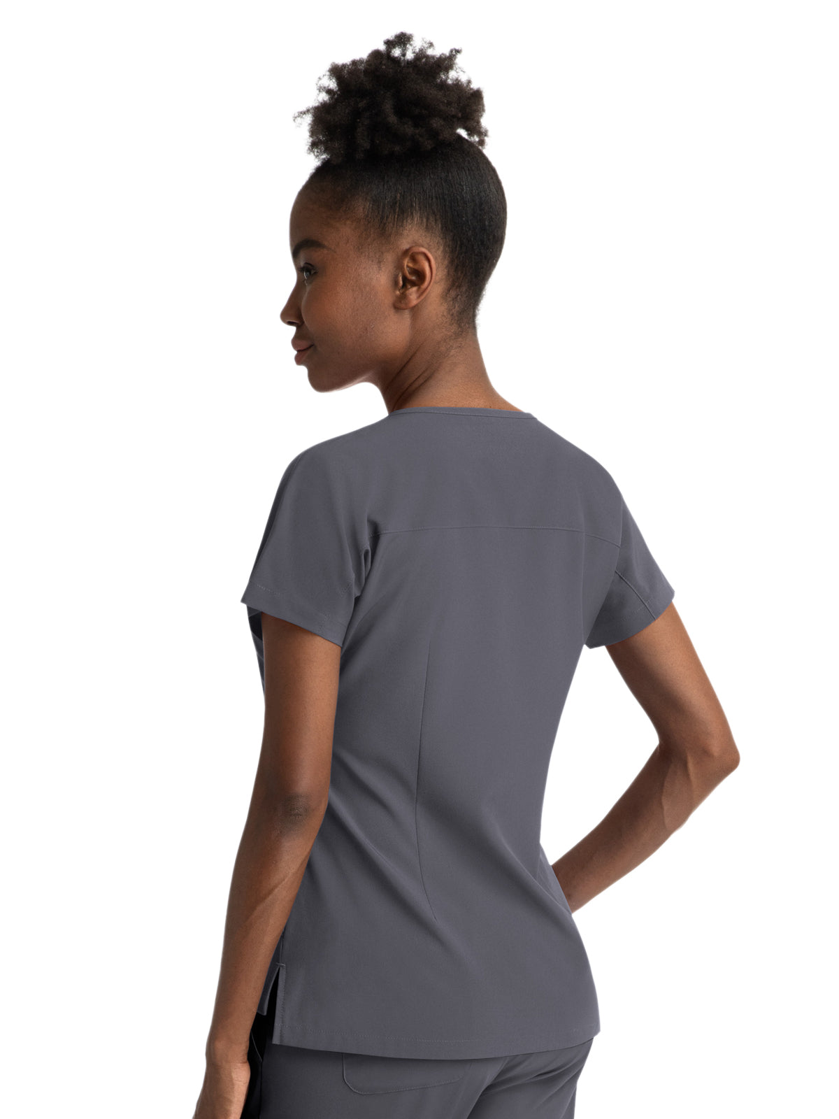 Women's Three-Pocket Notched Neck Dolman Top