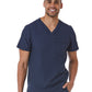 Men's One-Pocket Tuckable Contrast Piping V-Neck  Top - 5901 - Heather Navy