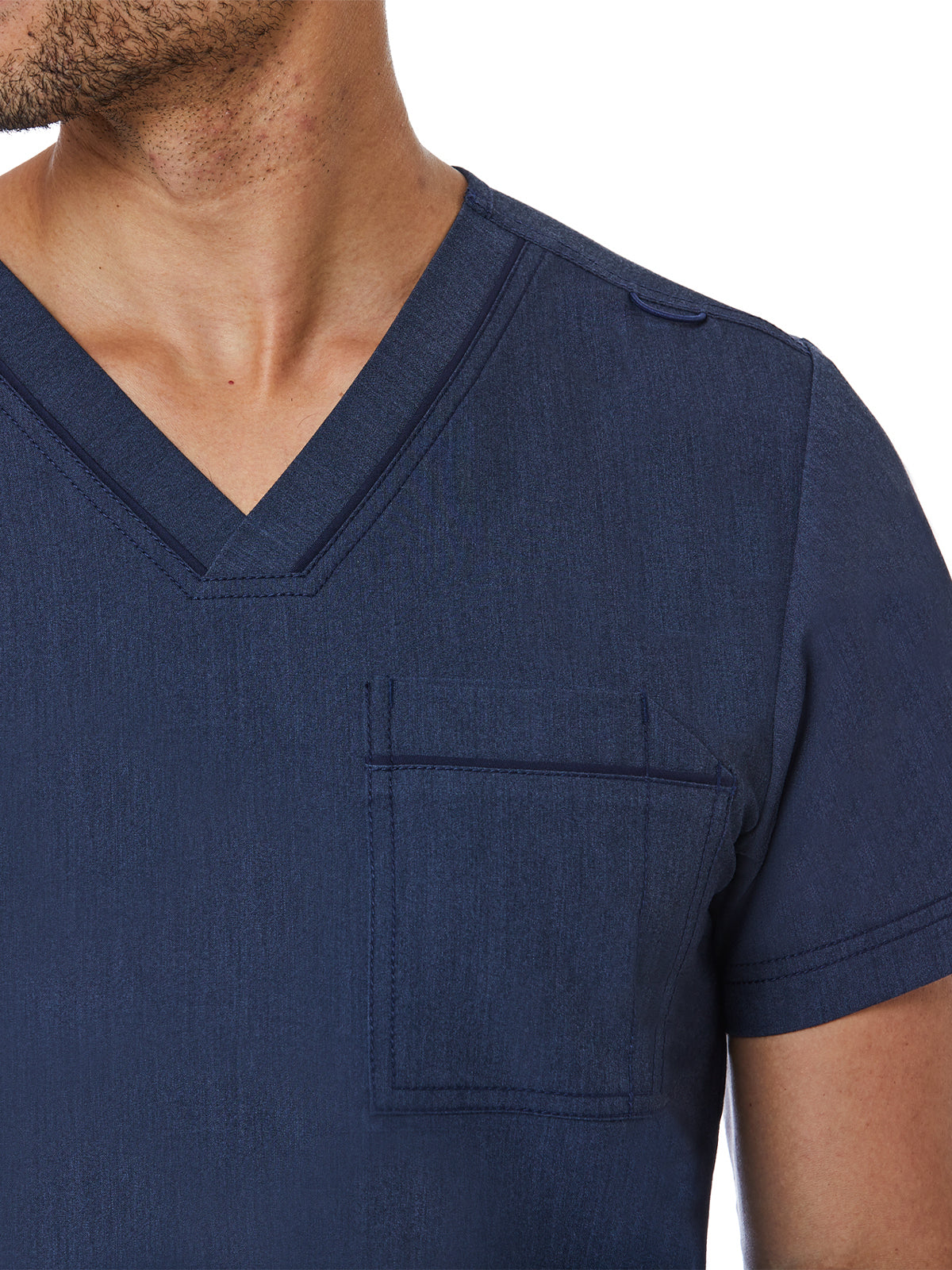 Men's One-Pocket Tuckable Contrast Piping V-Neck  Top