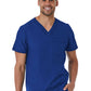 Men's One-Pocket Tuckable Contrast Piping V-Neck  Top - 5901 - Royal Blue