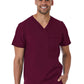 Men's One-Pocket Tuckable Contrast Piping V-Neck  Top - 5901 - Wine