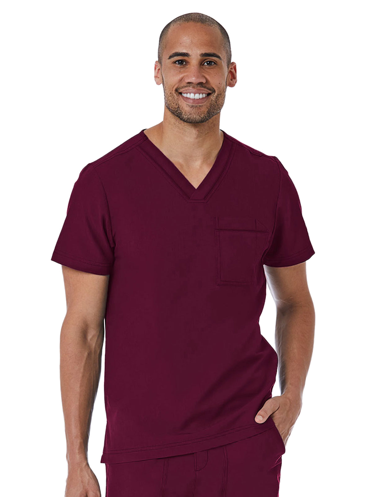 Men's One-Pocket Tuckable Contrast Piping V-Neck  Top