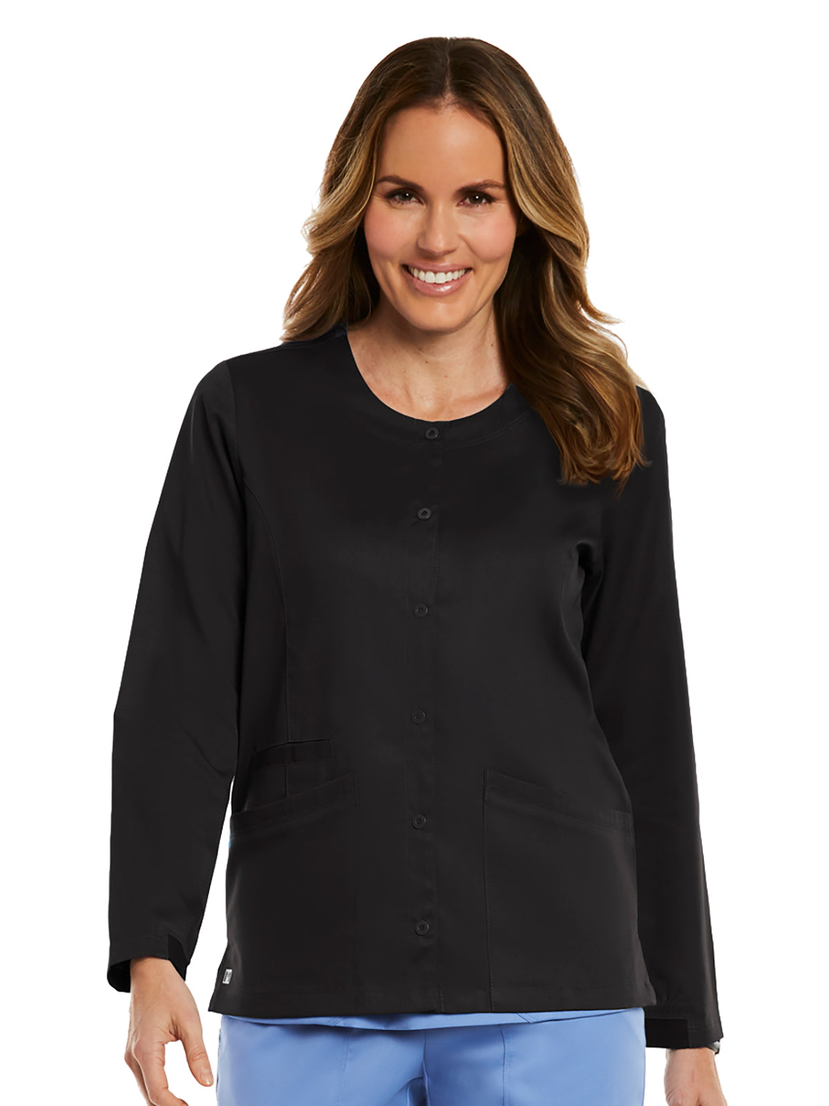 Women's Three-Pocket Round Neck Jacket - 7701 - Black