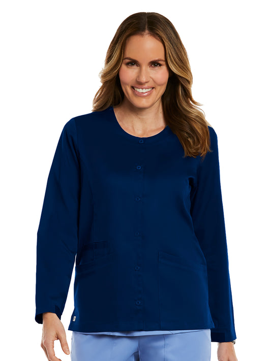 Women's Three-Pocket Round Neck Jacket - 7701 - Navy