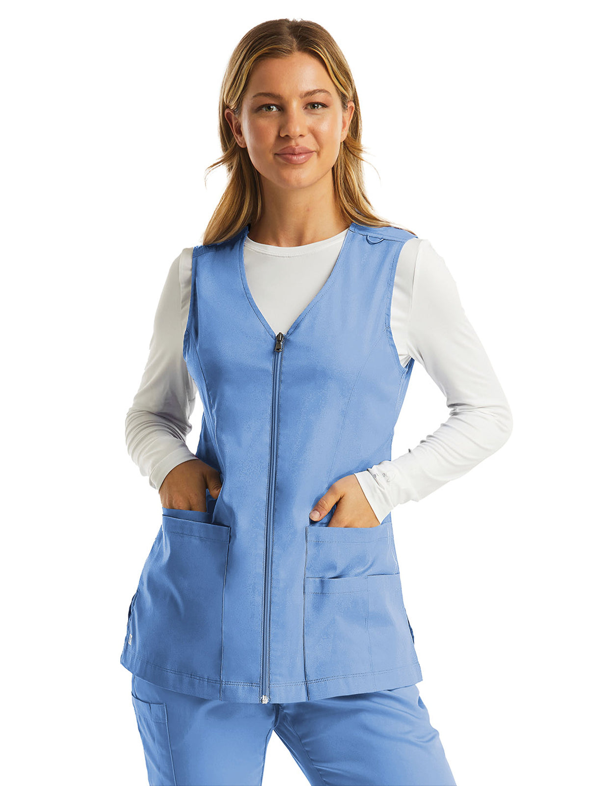 Women's Five-Pocket Zip-Front V-Neck Vest