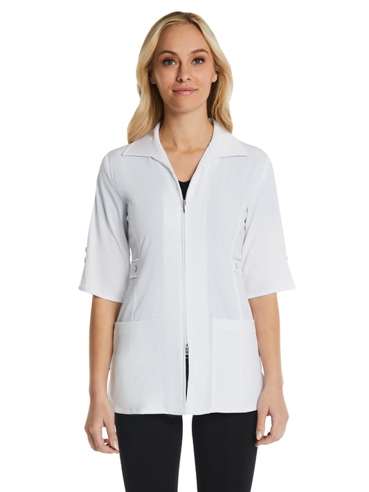 Women's Four-Pocket Maevn Smart Half Sleeve Contrast Trim Jacket