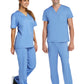 Unisex One-Pocket V-Neck and Two-Pocket Drawstring Cargo Scrub Set