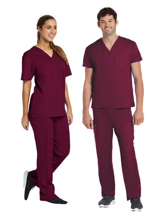 Unisex One-Pocket V-Neck and Two-Pocket Drawstring Cargo Scrub Set