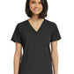 Women's Fitted One-Pocket V-Neck Top - SJ101 - Black