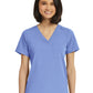 Women's Fitted One-Pocket V-Neck Top - SJ101 - Ciel Blue