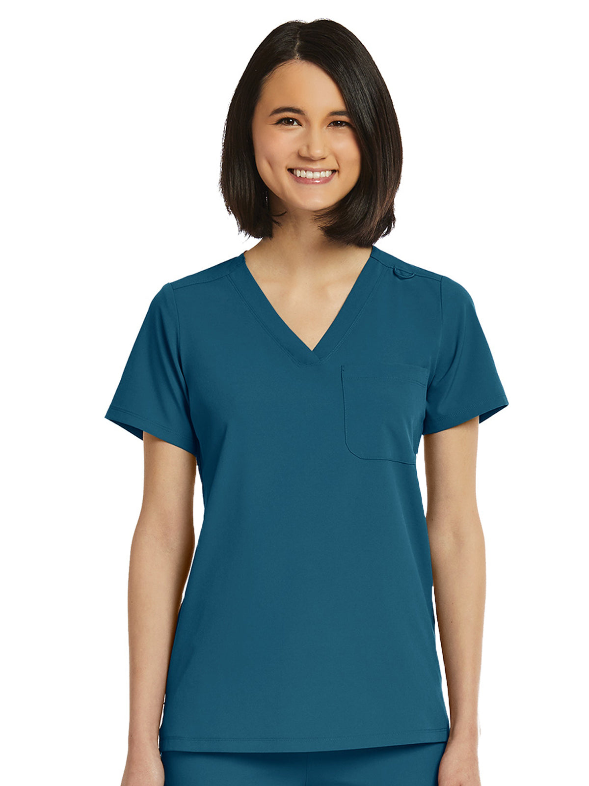 Women's Fitted One-Pocket V-Neck Scrub Top