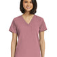Women's Fitted One-Pocket V-Neck Top - SJ101 - Dusty Rose