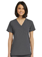 Women's Fitted One-Pocket V-Neck Top - SJ101 - Heather Grey